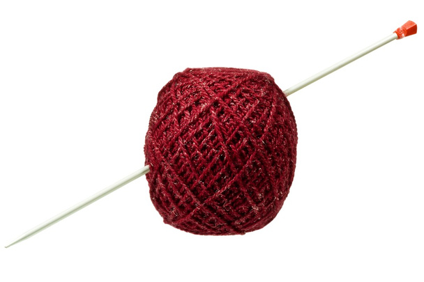 Hank of threads pierced by knitting spok - Foto, Imagen
