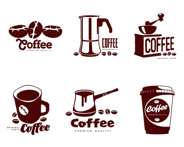 Set coffee logos - Vektor, kép