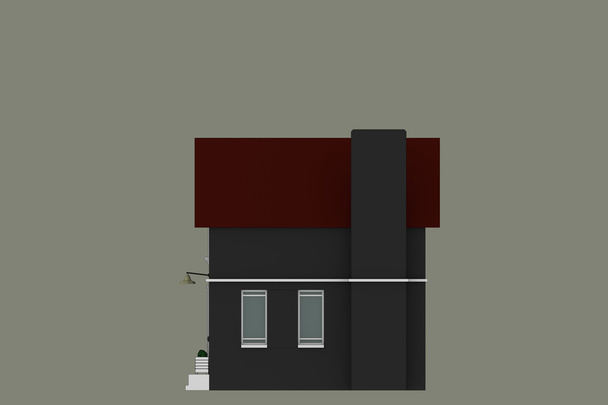 3D-Illustration eines einfach skizzierten Hauses  - Foto, Bild