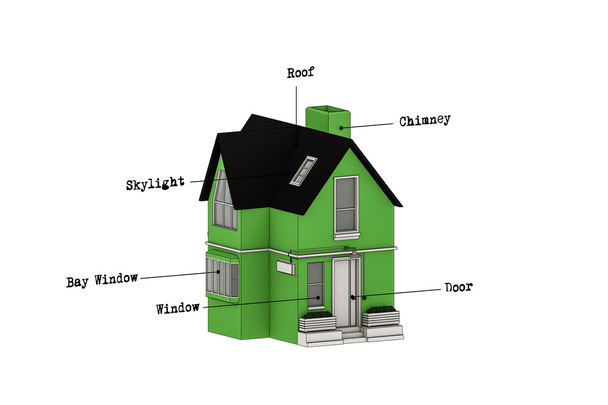 3d ilustración de una simple casa dibujada
 - Foto, imagen