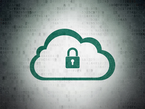 Cloud networking concept: Cloud With Padlock on Digital Paper background - Foto, afbeelding