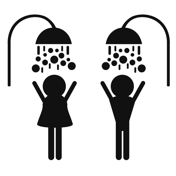 A zuhanyzó emberek sziluettek - Vektor, kép