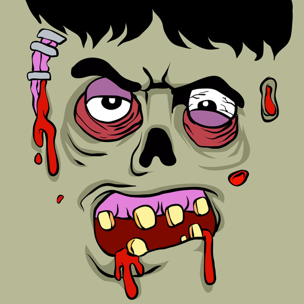 Cartoon Zombie face.zombie illustration  - Vektor, obrázek