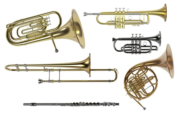  rendering of brass musical instruments - Photo, Image