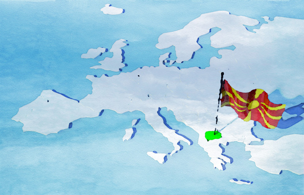 3D map Europe with flag Macedonia - Photo, Image
