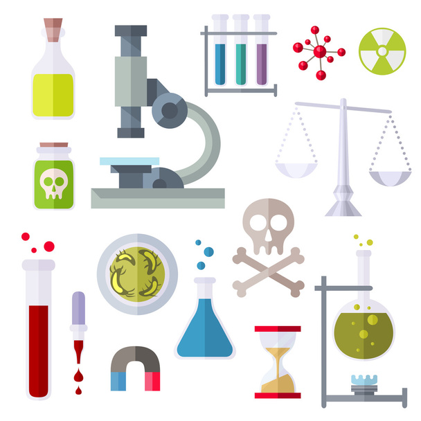 Flat Style Icons Chemistry Theme - Vector, Image