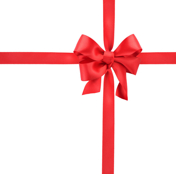 Red satin gift bow. Ribbon. Isolated on white - Foto, Bild