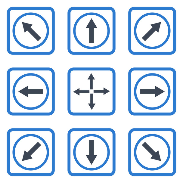 Direction Arrows Flat Squared Vector Icon - Vector, imagen