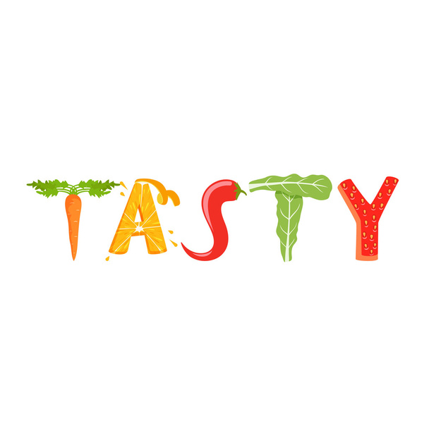 Tasty vegetables letter - Vector, Image