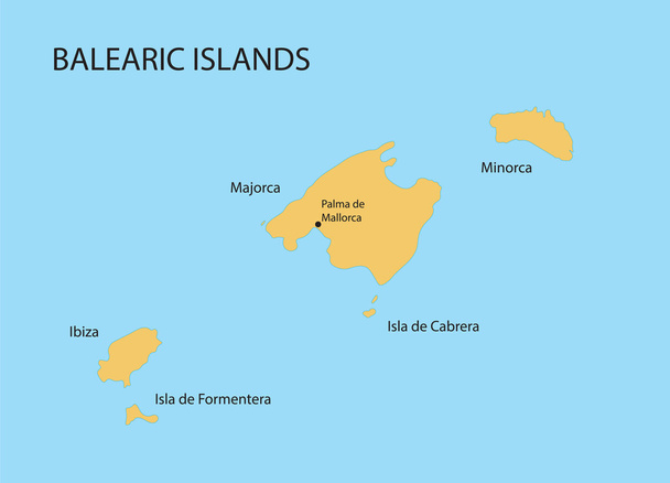 Балеарські острови карта із зазначенням Пальма де Майорка - Вектор, зображення