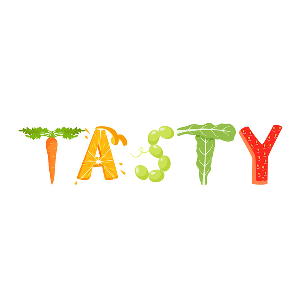 Tasty vegetables letter - Vektor, Bild