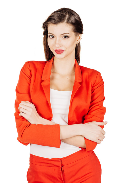 young business woman in red suit  - Фото, зображення