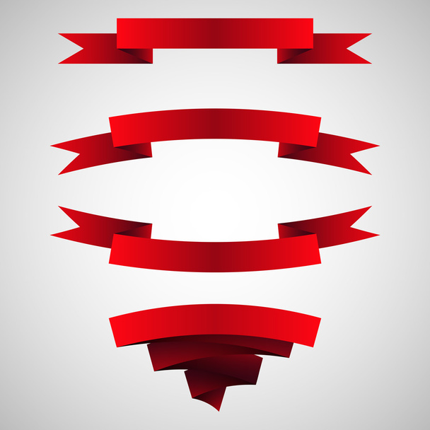 Set of red ribbons - Vector, afbeelding