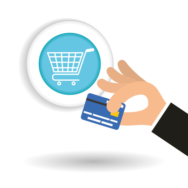 Buy online over white background, credit card design - Vector, Image