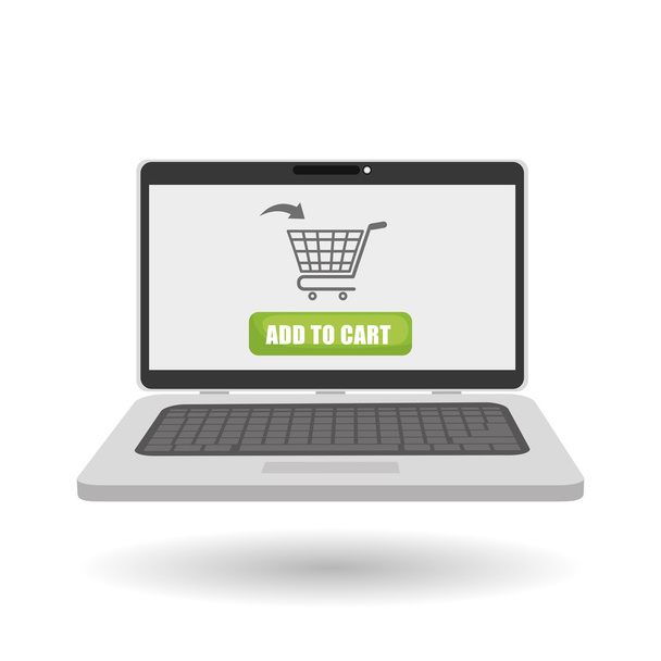 Acheter en ligne sur fond blanc, conception d'ordinateur portable
 - Vecteur, image