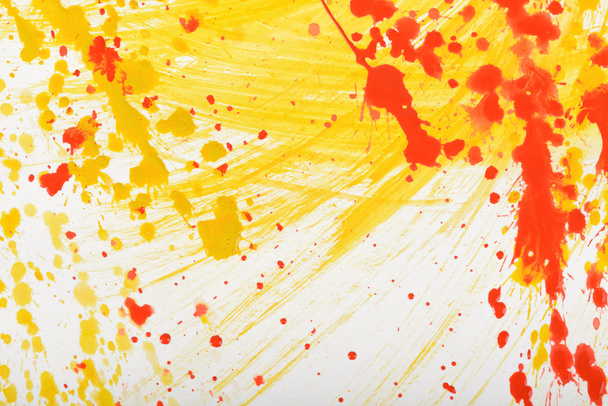 Yellow-red hand-painted gouache stroke daub texture - Zdjęcie, obraz