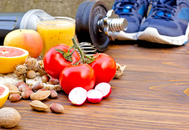 Gezonde voeding en sport activiteit tot een gezond leven - Foto, afbeelding