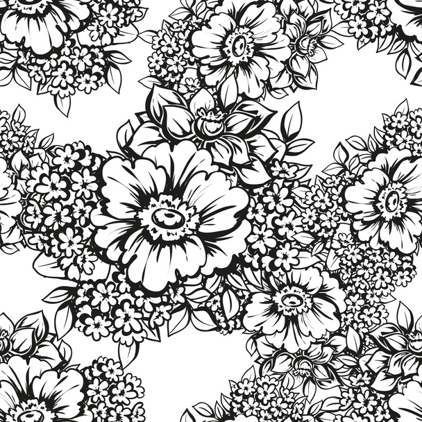 Linear black and white seamless pattern  - Wektor, obraz