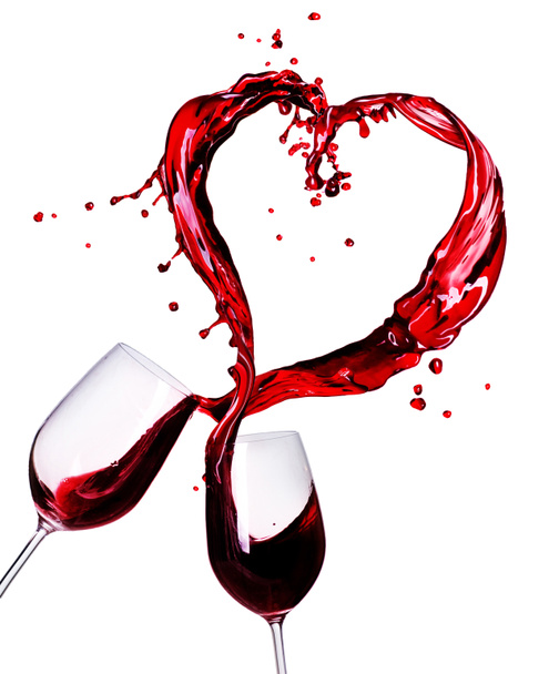 Two Glasses of Red Wine Abstract Heart Splash - Photo, Image