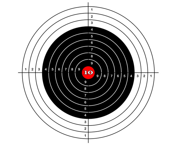 mark schieten in zwart, wit en rood kleuren - Vector, afbeelding