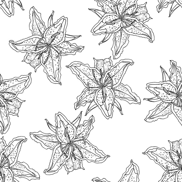 Vector Lilies. Seamless pattern. - ベクター画像