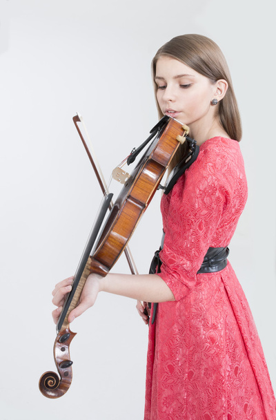 Teenage girl with viola - Фото, зображення