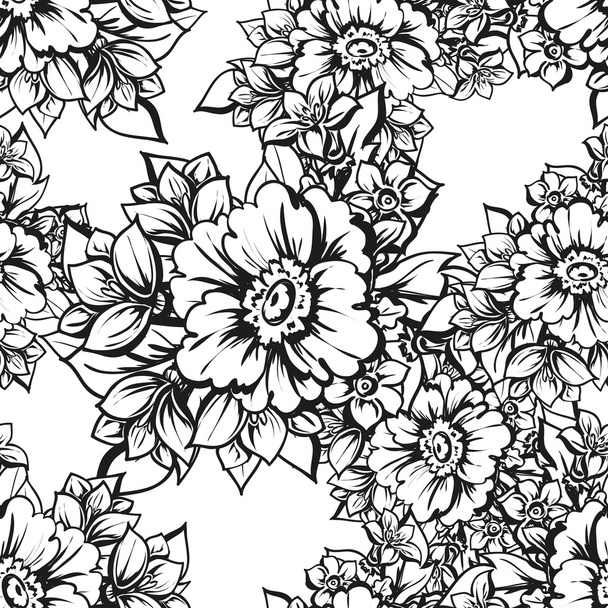 Linear black and white seamless pattern  - Vektor, Bild