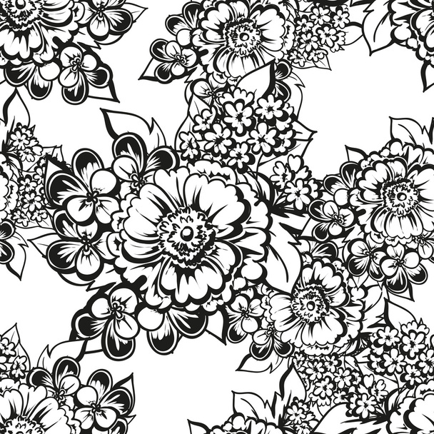 Linear black and white seamless pattern  - Vector, Image