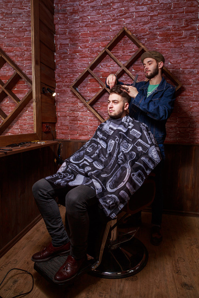 Haircut men Barbershop. Men's Hairdressers; barbers. - Photo, Image