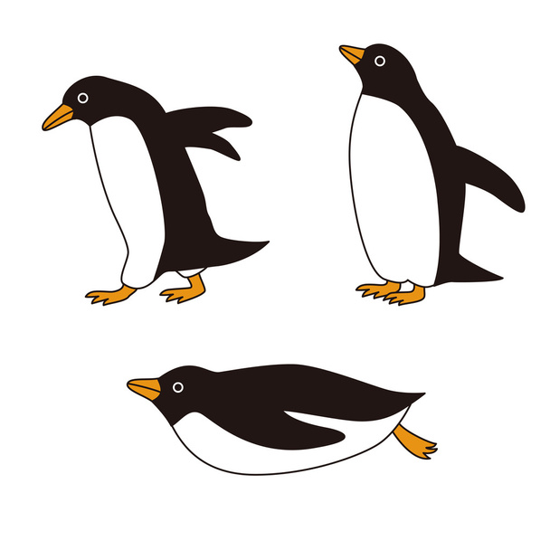 Pingviinit eri asentoja
 - Vektori, kuva
