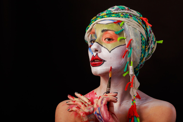 Art Make-up. Beautiful woman portrait with make-up, close-up - Fotografie, Obrázek