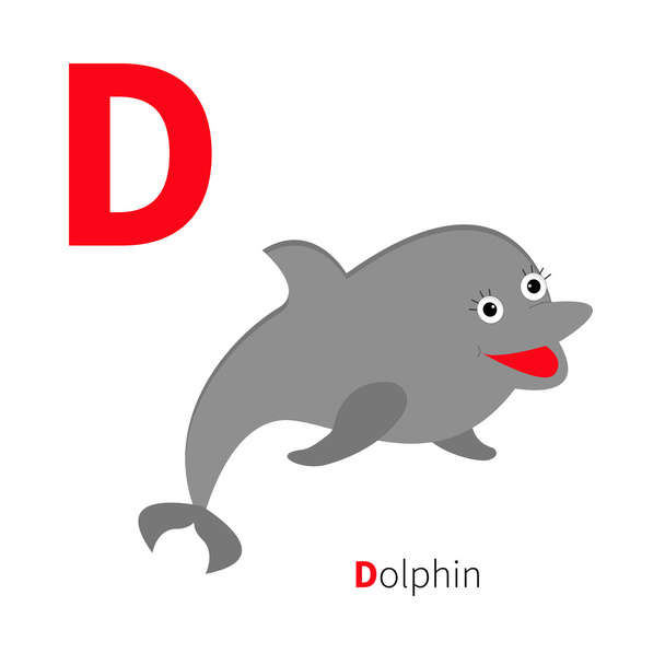 Letter D and Dolphin - Вектор, зображення