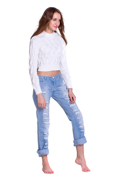 Pretty woman in blue jeans - Photo, Image