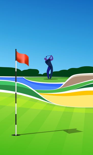 Golfer on golf course - Vector, Image