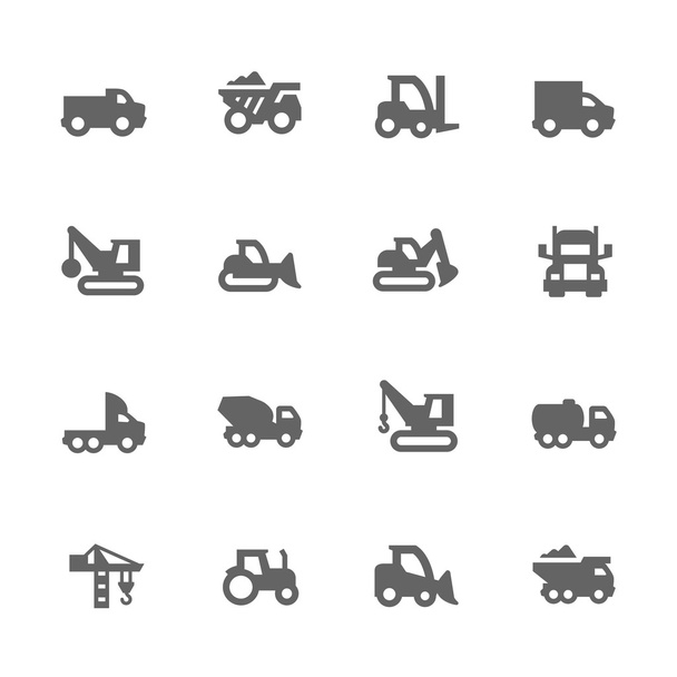Simple Construction Vehicles Icons - Vector, Image