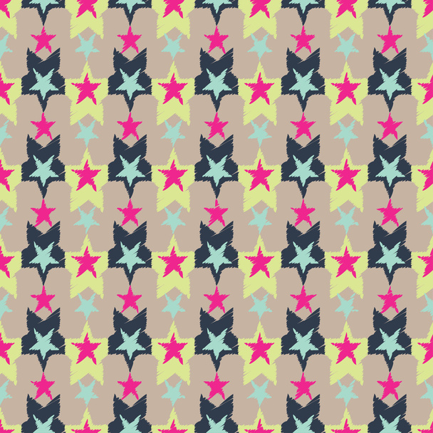 Seamless decorative vector background with stars. Print. Cloth design, wallpaper. - Vecteur, image