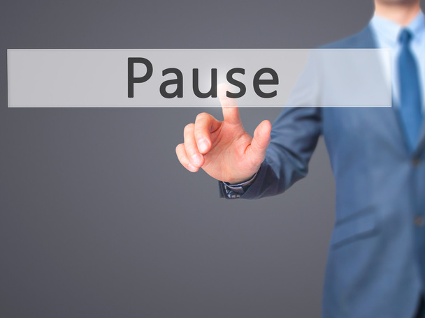 Pause - Businessman hand pressing button on touch screen interfa - Photo, Image