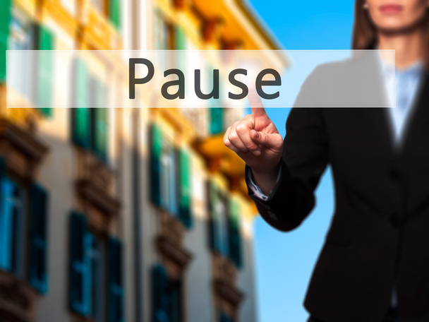 Pause-üzletasszony kézi gomb megnyomásával az érintőképernyőn Inter - Fotó, kép