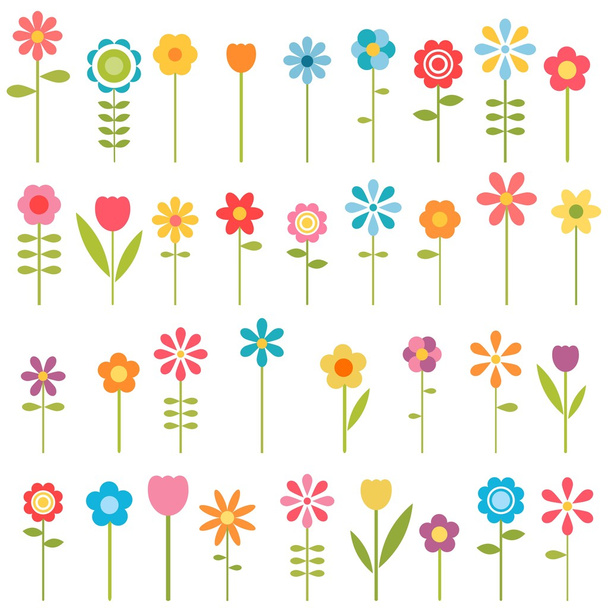 set of flowers - Vector, Image