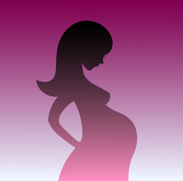 Sziluettjét a terhes nő a szürke háttér. Vektoros illusztráció. - Vektor, kép