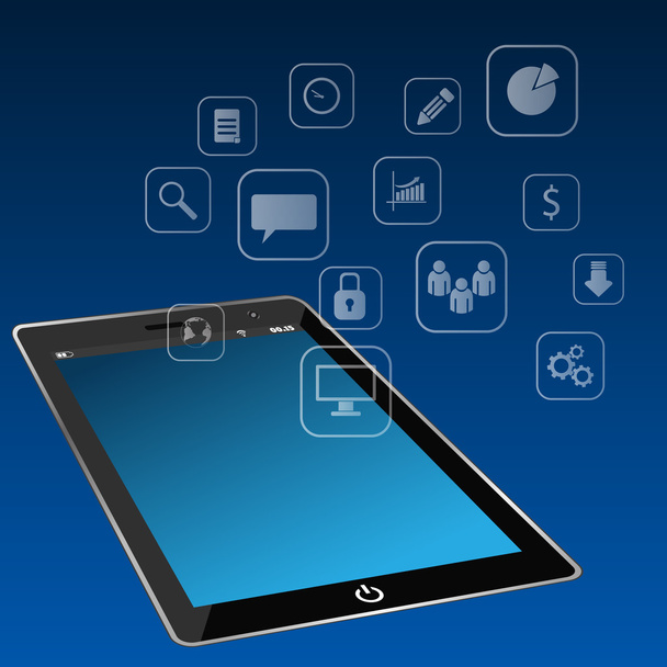 Tablet ordenador con iconos interfaz de fondo eps 10 illustrat
 - Vector, imagen