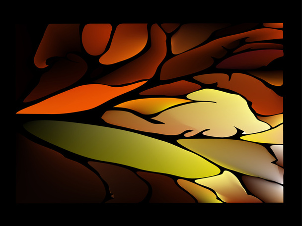 коричневый фон витраж с фантастическими листьями
 - Вектор,изображение
