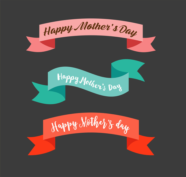 Happy Ημέρα της μητέρας κορδέλες, πανό - Διάνυσμα, εικόνα