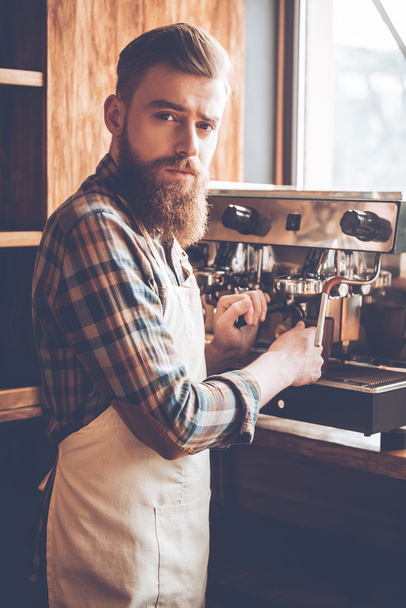 Barista in apron at cafe - Photo, image