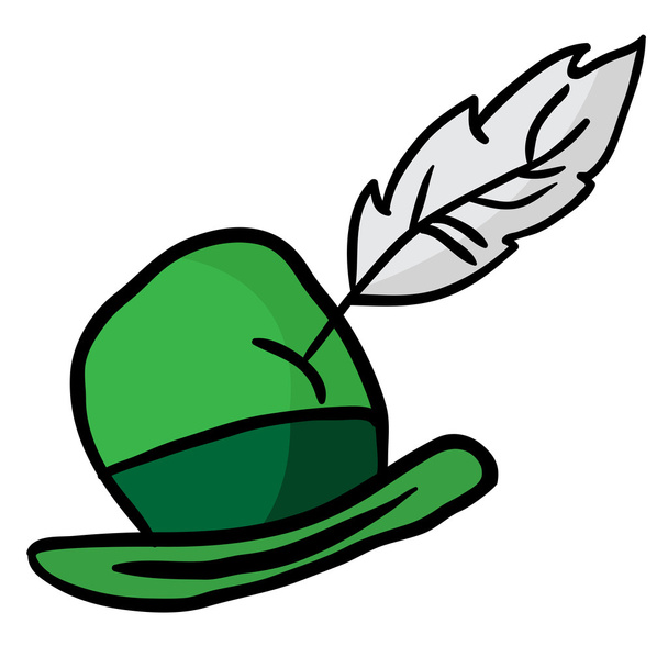 grüner Hut mit Feder - Vektor, Bild