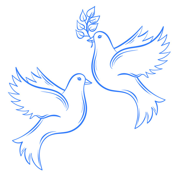 Векторные голуби. Ручной рисунок Голубя Мира и остроумие голубя
 - Вектор,изображение