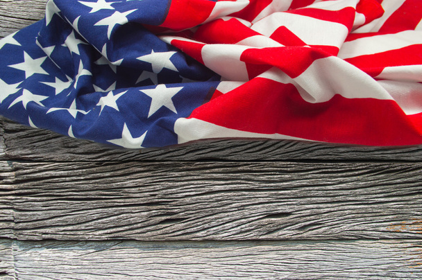 American flag on wooden background  - Zdjęcie, obraz