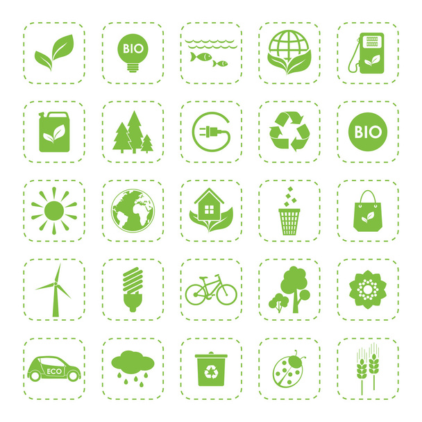 Ecology. Vector green eco icons set  - ベクター画像