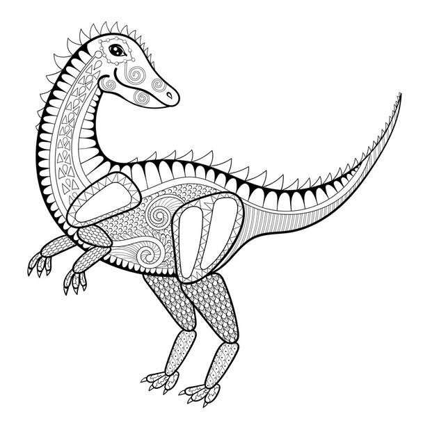 Vector zentangle dinosaur illustration,  tyrannosaur print for a - Vector, Image
