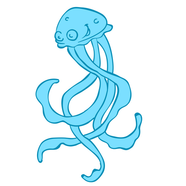 Каракули медузы, изолированные на белом
 - Вектор,изображение
